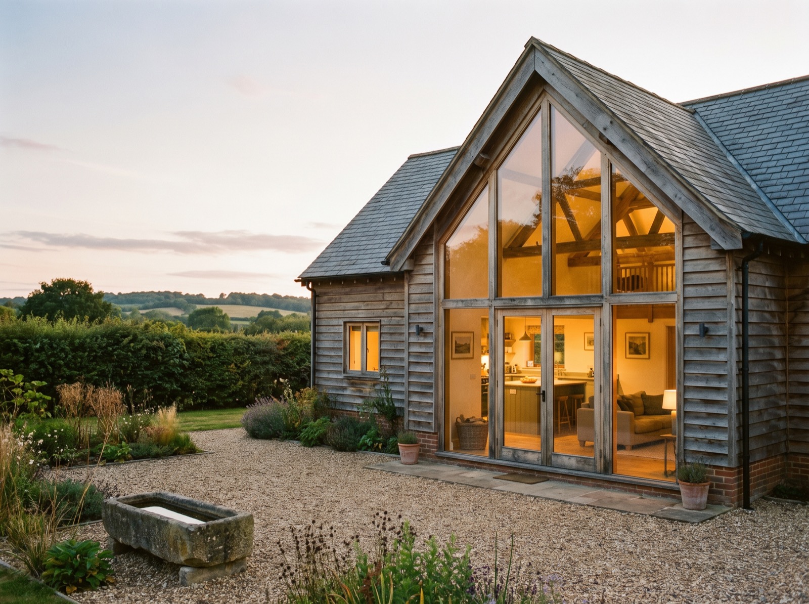 Converted timber barn with glazed gable, Dunsfold